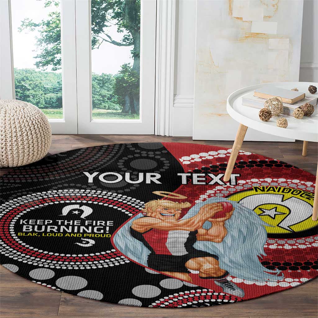 Custom AFL St Kilda NAIDOC Week Round Carpet Keep The Fire Burning Indigenous Art