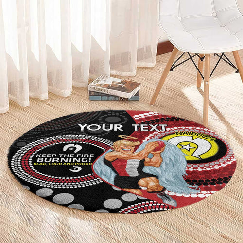 Custom AFL St Kilda NAIDOC Week Round Carpet Keep The Fire Burning Indigenous Art