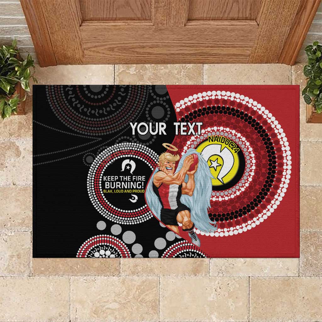 Custom AFL St Kilda NAIDOC Week Rubber Doormat Keep The Fire Burning Indigenous Art