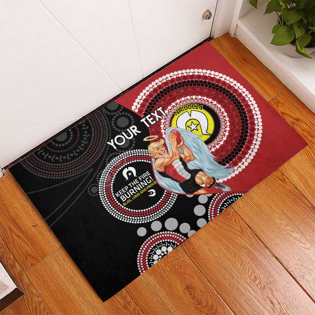 Custom AFL St Kilda NAIDOC Week Rubber Doormat Keep The Fire Burning Indigenous Art
