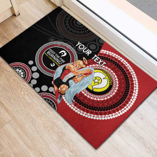 Custom AFL St Kilda NAIDOC Week Rubber Doormat Keep The Fire Burning Indigenous Art
