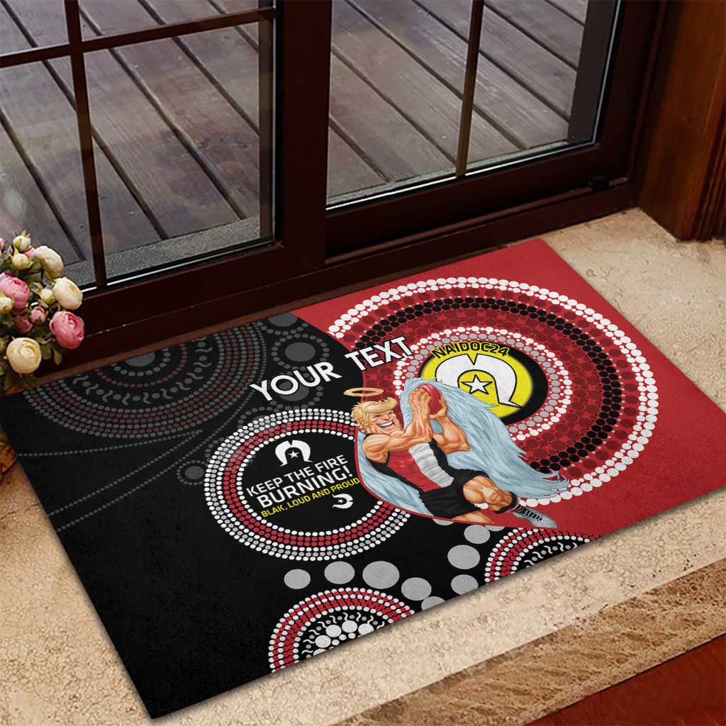 Custom AFL St Kilda NAIDOC Week Rubber Doormat Keep The Fire Burning Indigenous Art