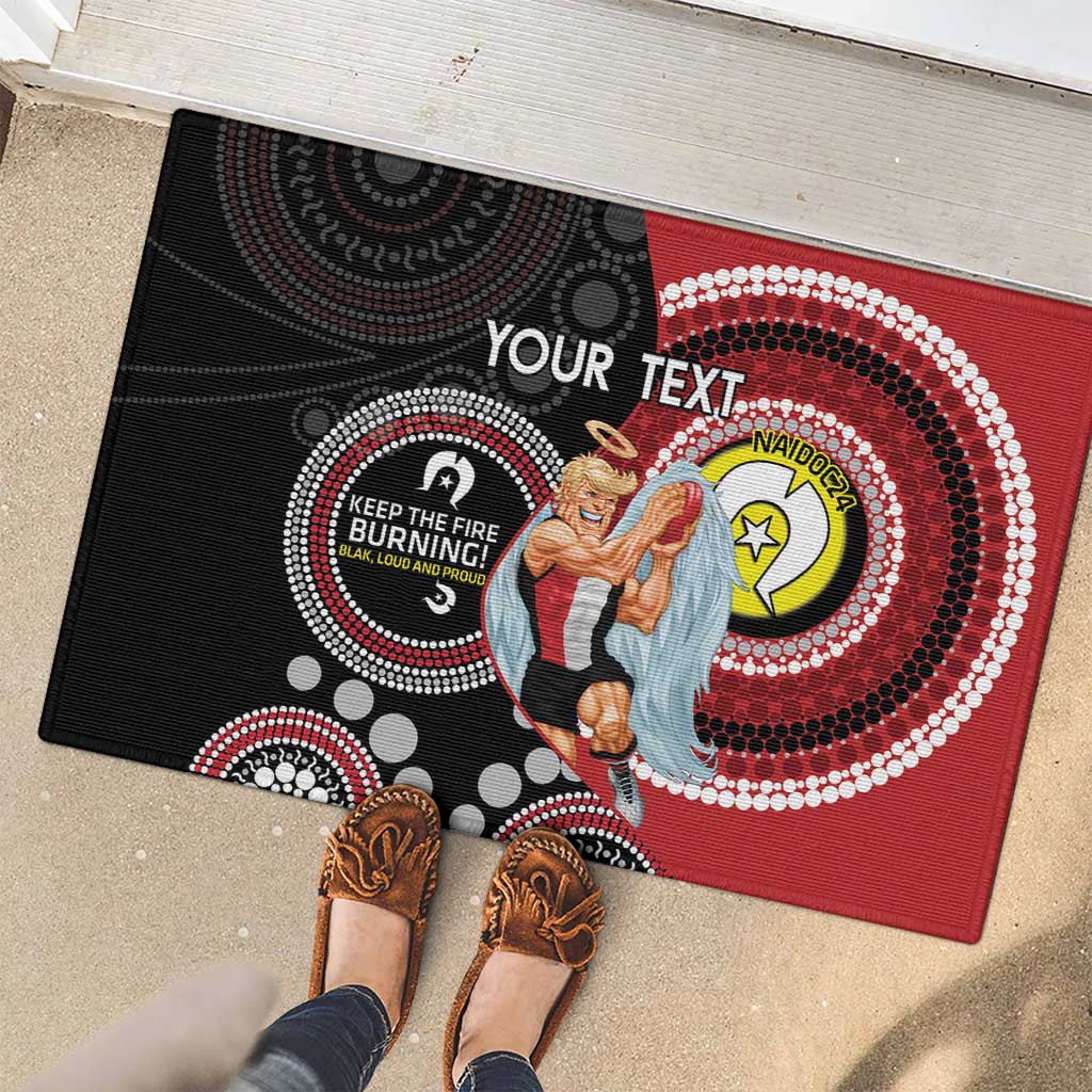 Custom AFL St Kilda NAIDOC Week Rubber Doormat Keep The Fire Burning Indigenous Art