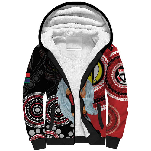 Custom AFL St Kilda NAIDOC Week Sherpa Hoodie Keep The Fire Burning Indigenous Art