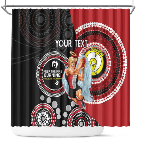 Custom AFL St Kilda NAIDOC Week Shower Curtain Keep The Fire Burning Indigenous Art