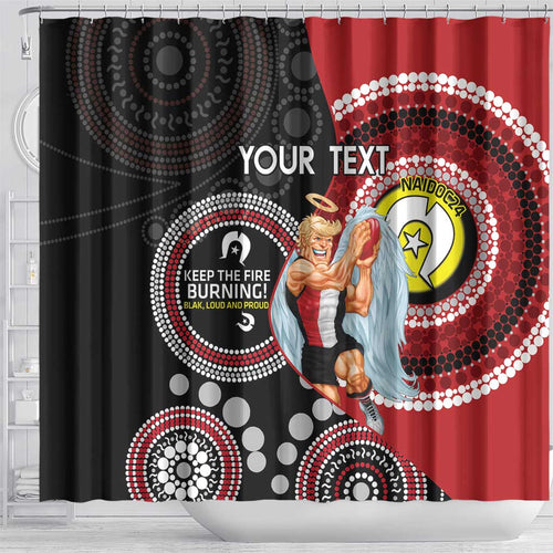 Custom AFL St Kilda NAIDOC Week Shower Curtain Keep The Fire Burning Indigenous Art