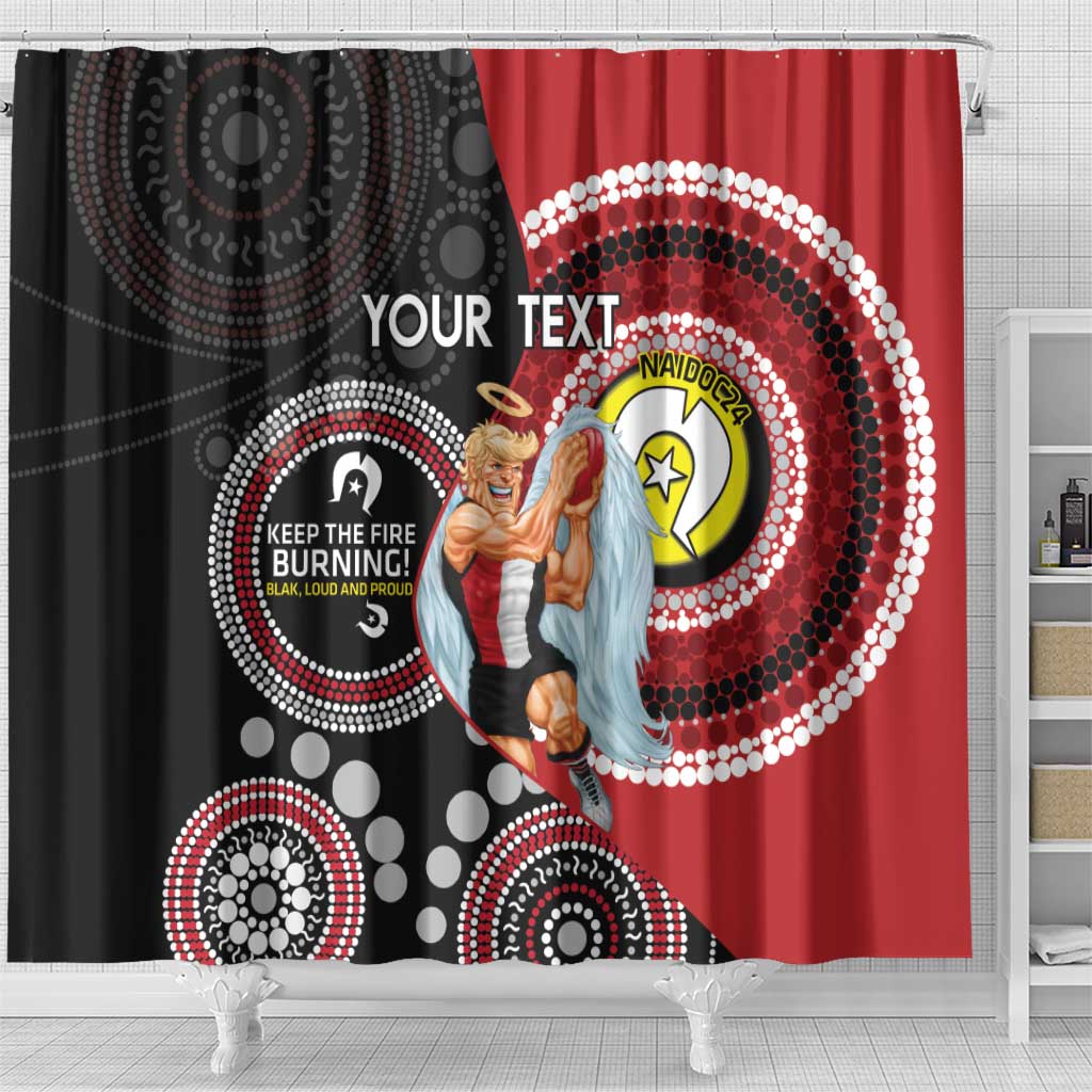 Custom AFL St Kilda NAIDOC Week Shower Curtain Keep The Fire Burning Indigenous Art