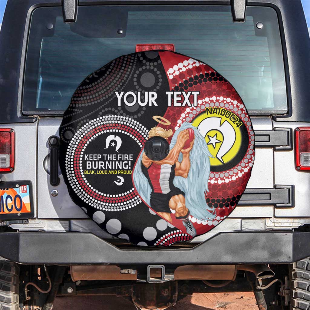 Custom AFL St Kilda NAIDOC Week Spare Tire Cover Keep The Fire Burning Indigenous Art