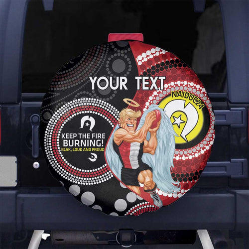 Custom AFL St Kilda NAIDOC Week Spare Tire Cover Keep The Fire Burning Indigenous Art