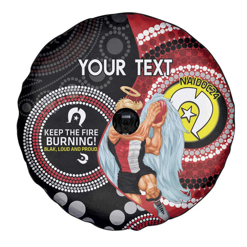 Custom AFL St Kilda NAIDOC Week Spare Tire Cover Keep The Fire Burning Indigenous Art