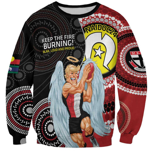 Custom AFL St Kilda NAIDOC Week Sweatshirt Keep The Fire Burning Indigenous Art