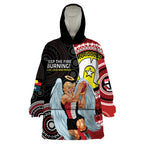 Custom AFL St Kilda NAIDOC Week Wearable Blanket Hoodie Keep The Fire Burning Indigenous Art