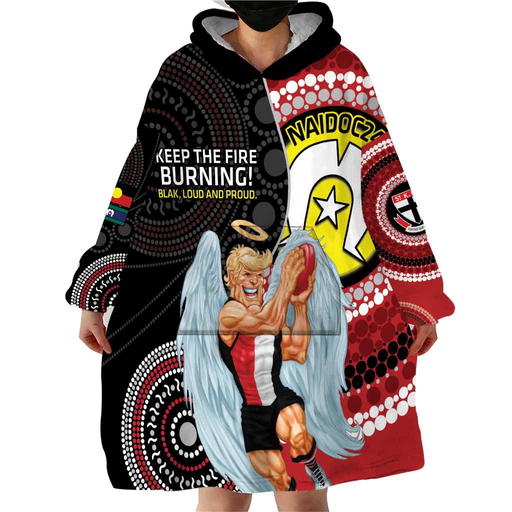 Custom AFL St Kilda NAIDOC Week Wearable Blanket Hoodie Keep The Fire Burning Indigenous Art