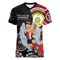 Custom AFL St Kilda NAIDOC Week Women V-Neck T-Shirt Keep The Fire Burning Indigenous Art
