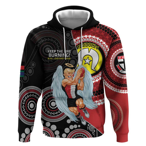 Custom AFL St Kilda NAIDOC Week Zip Hoodie Keep The Fire Burning Indigenous Art