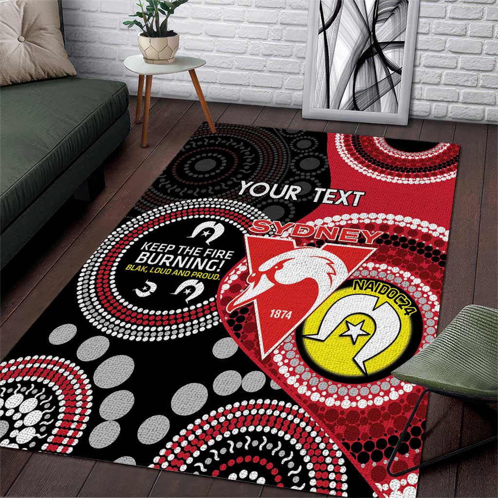 Custom AFL Swans NAIDOC Week Area Rug Keep The Fire Burning Indigenous Art