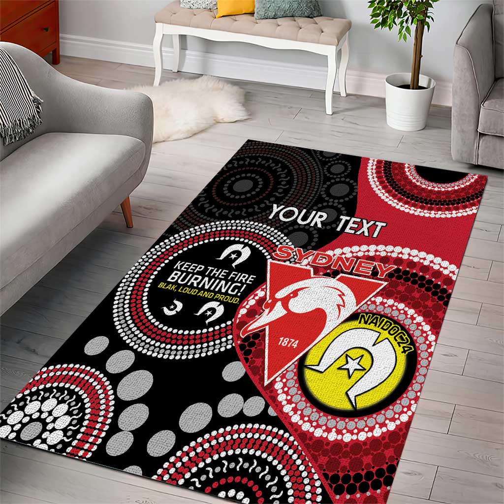 Custom AFL Swans NAIDOC Week Area Rug Keep The Fire Burning Indigenous Art