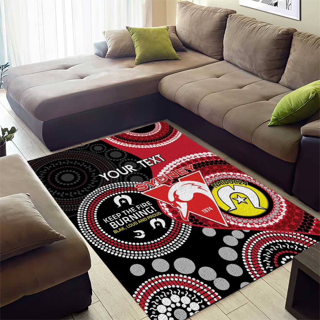 Custom AFL Swans NAIDOC Week Area Rug Keep The Fire Burning Indigenous Art