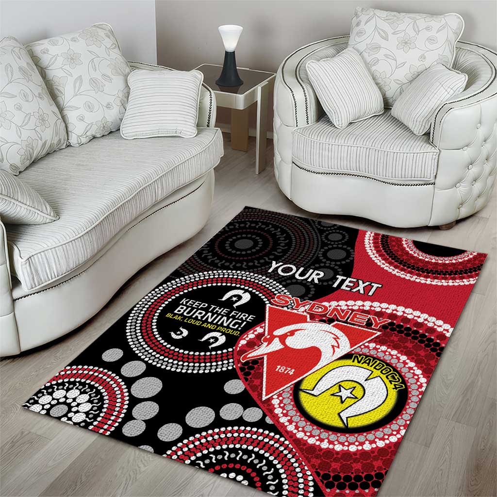 Custom AFL Swans NAIDOC Week Area Rug Keep The Fire Burning Indigenous Art