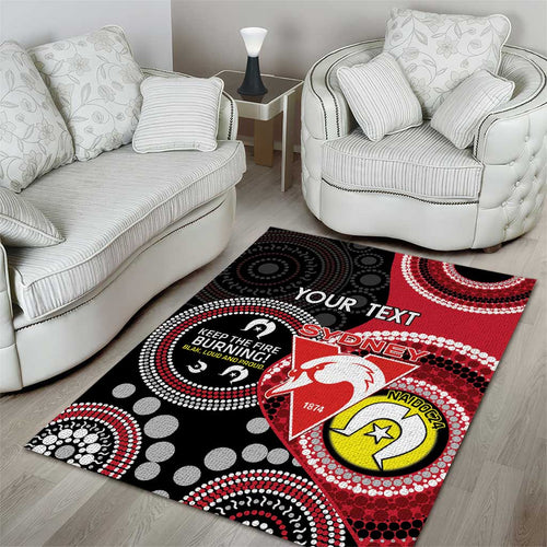 Custom AFL Swans NAIDOC Week Area Rug Keep The Fire Burning Indigenous Art