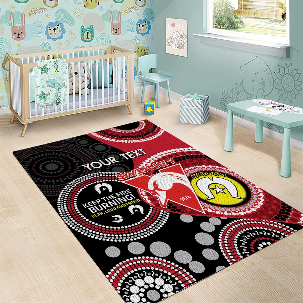 Custom AFL Swans NAIDOC Week Area Rug Keep The Fire Burning Indigenous Art