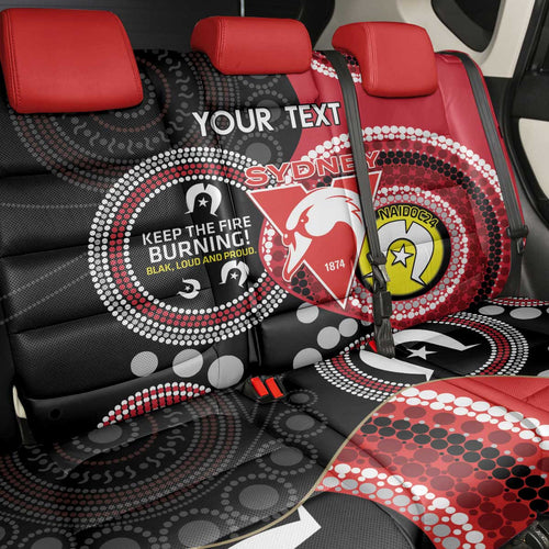 Custom AFL Swans NAIDOC Week Back Car Seat Cover Keep The Fire Burning Indigenous Art