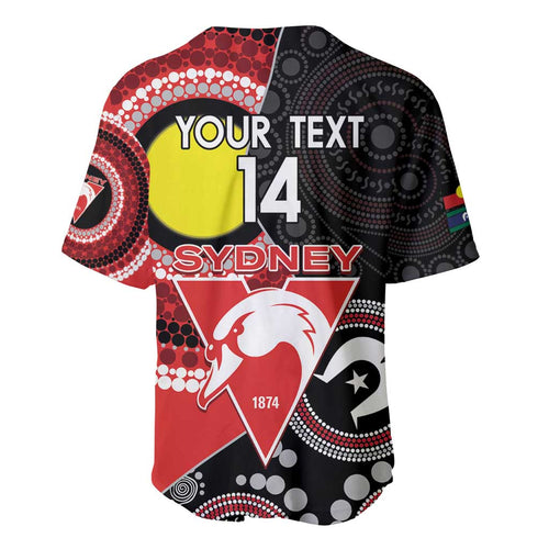 Custom AFL Swans NAIDOC Week Baseball Jersey Keep The Fire Burning Indigenous Art