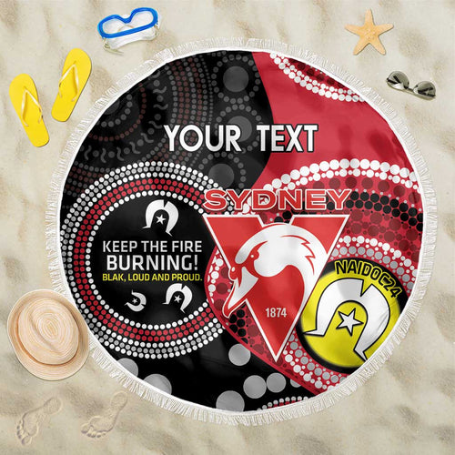 Custom AFL Swans NAIDOC Week Beach Blanket Keep The Fire Burning Indigenous Art