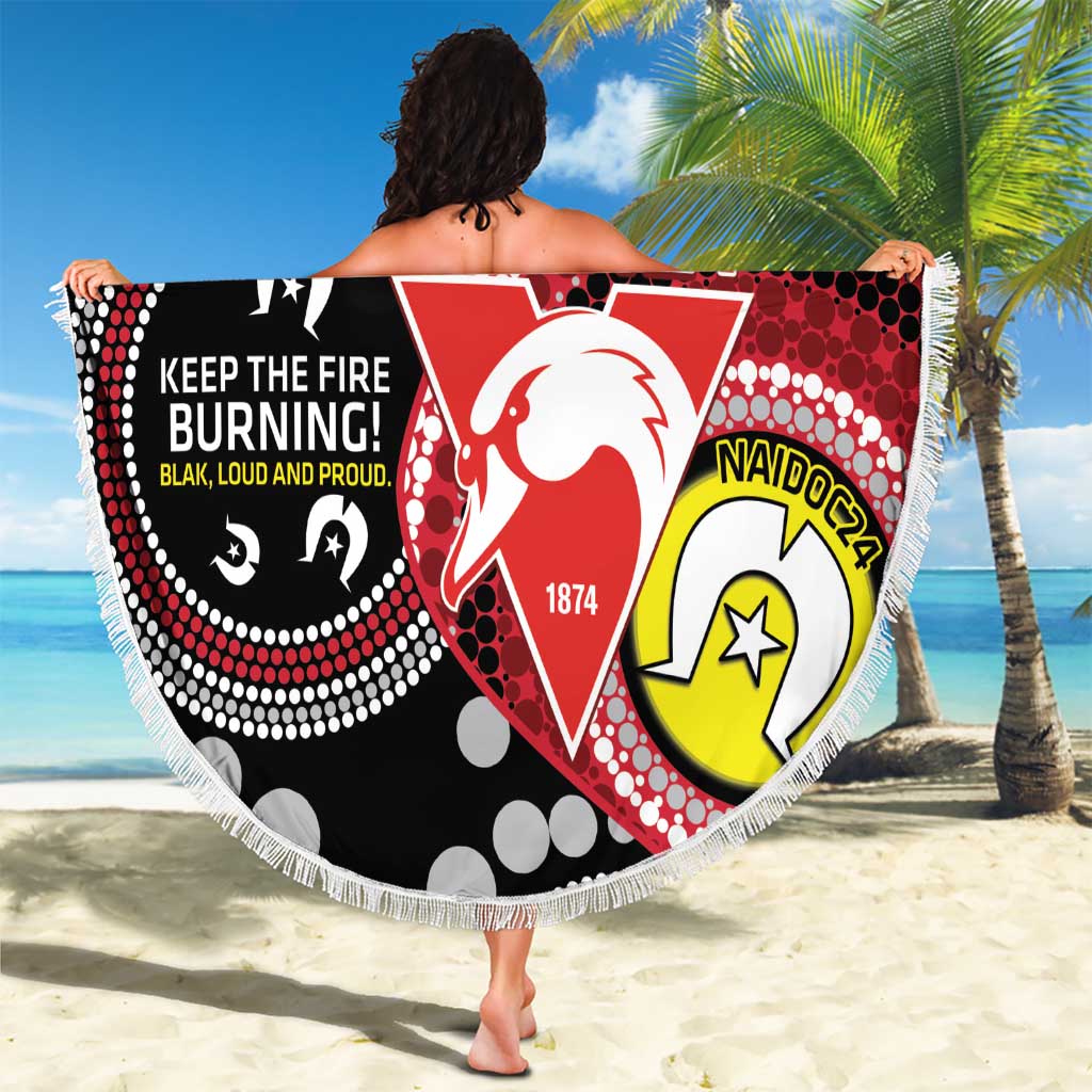 Custom AFL Swans NAIDOC Week Beach Blanket Keep The Fire Burning Indigenous Art