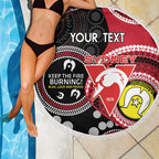 Custom AFL Swans NAIDOC Week Beach Blanket Keep The Fire Burning Indigenous Art