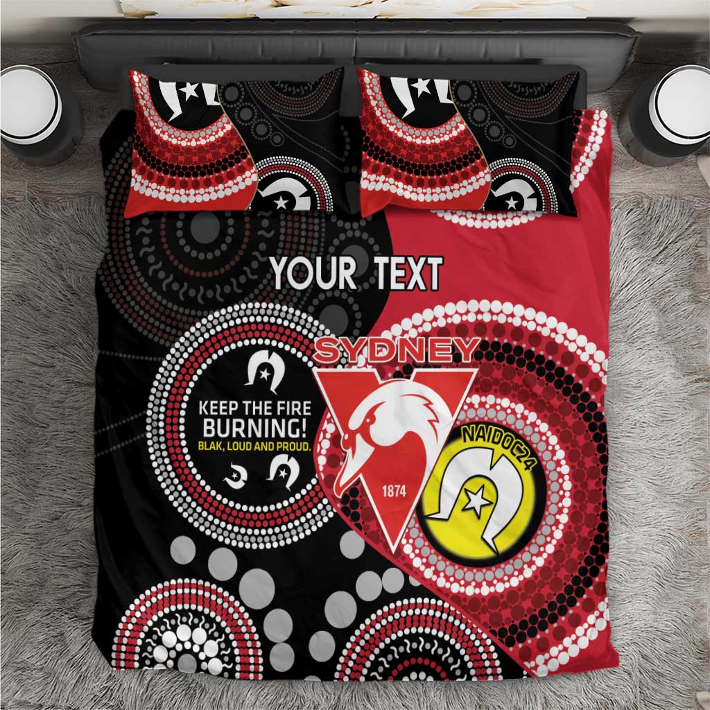 Custom AFL Swans NAIDOC Week Bedding Set Keep The Fire Burning Indigenous Art