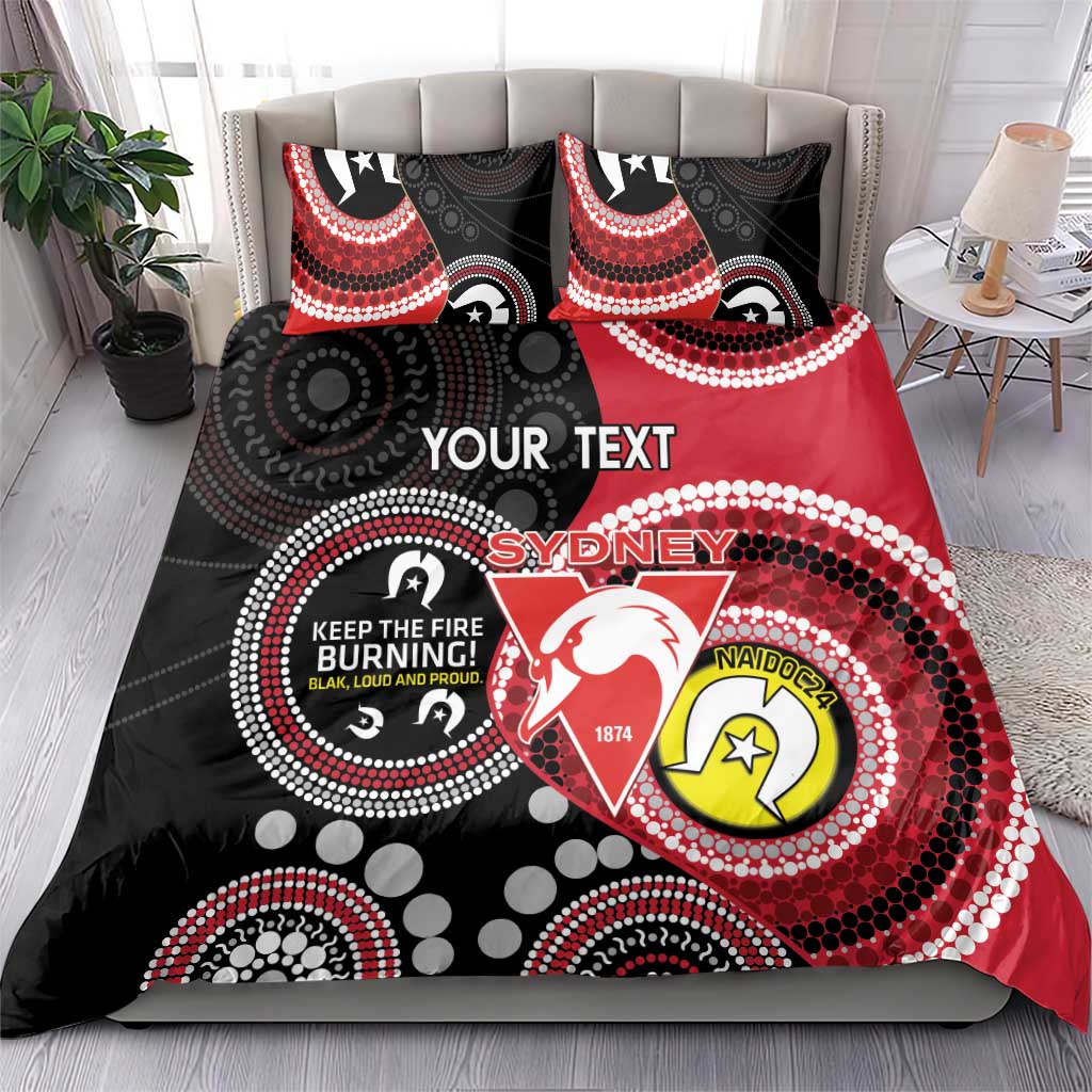 Custom AFL Swans NAIDOC Week Bedding Set Keep The Fire Burning Indigenous Art