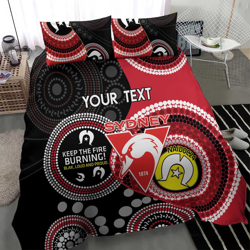 Custom AFL Swans NAIDOC Week Bedding Set Keep The Fire Burning Indigenous Art