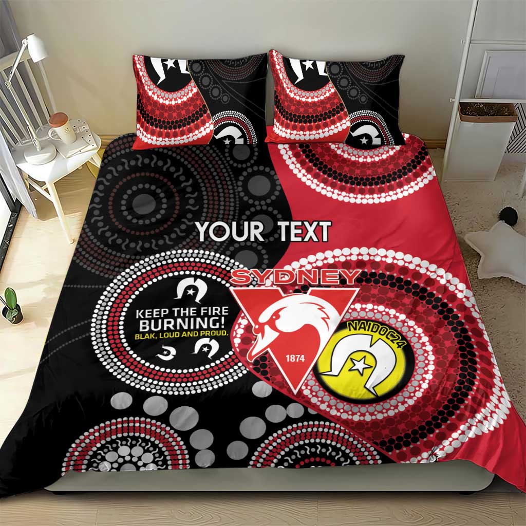 Custom AFL Swans NAIDOC Week Bedding Set Keep The Fire Burning Indigenous Art