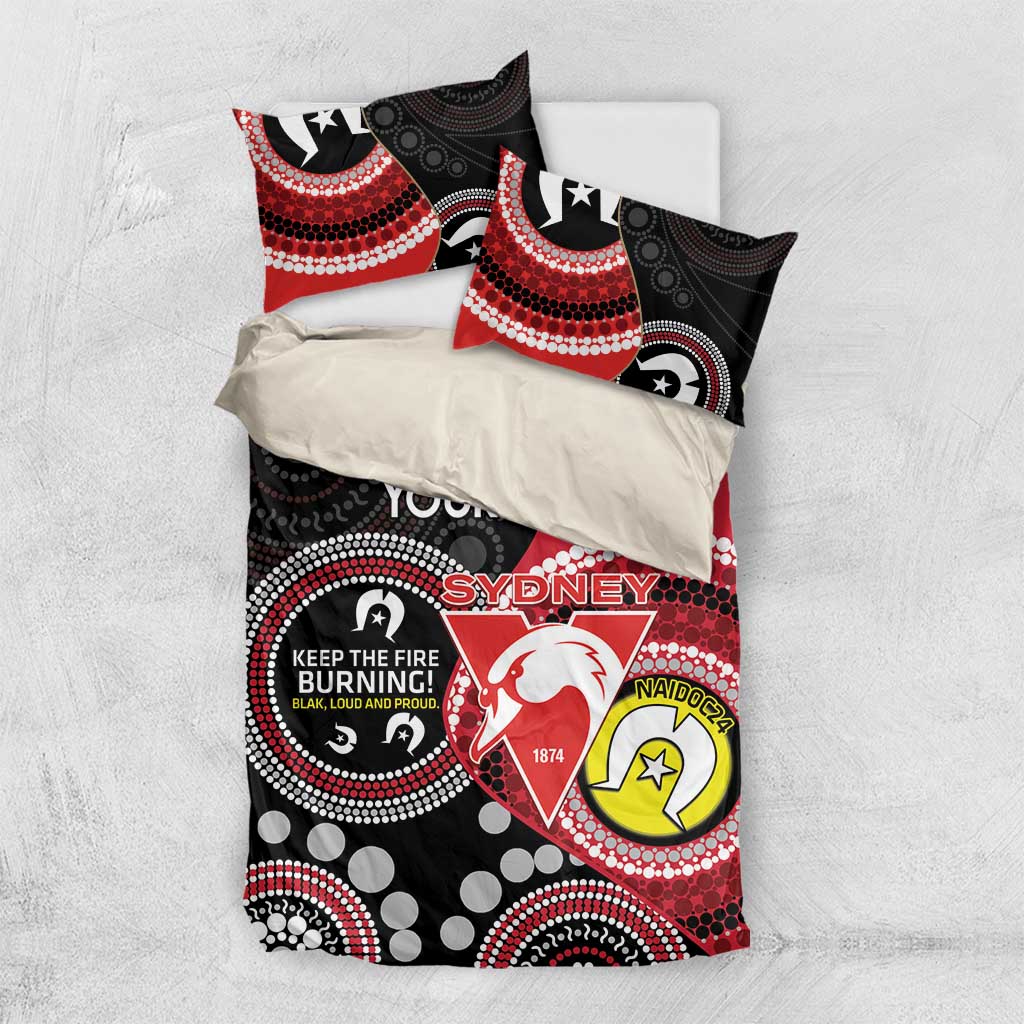 Custom AFL Swans NAIDOC Week Bedding Set Keep The Fire Burning Indigenous Art