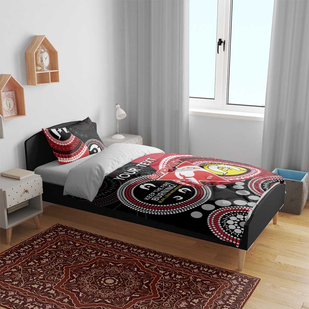 Custom AFL Swans NAIDOC Week Bedding Set Keep The Fire Burning Indigenous Art