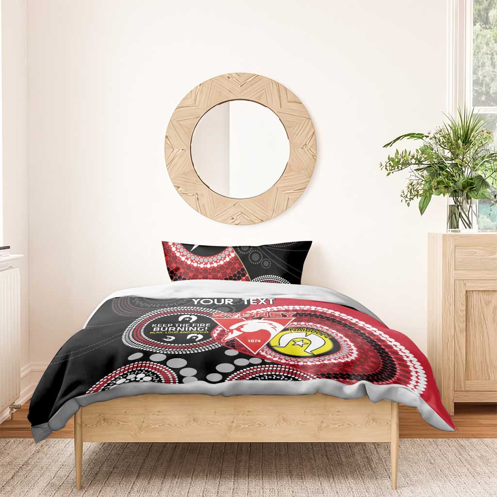 Custom AFL Swans NAIDOC Week Bedding Set Keep The Fire Burning Indigenous Art