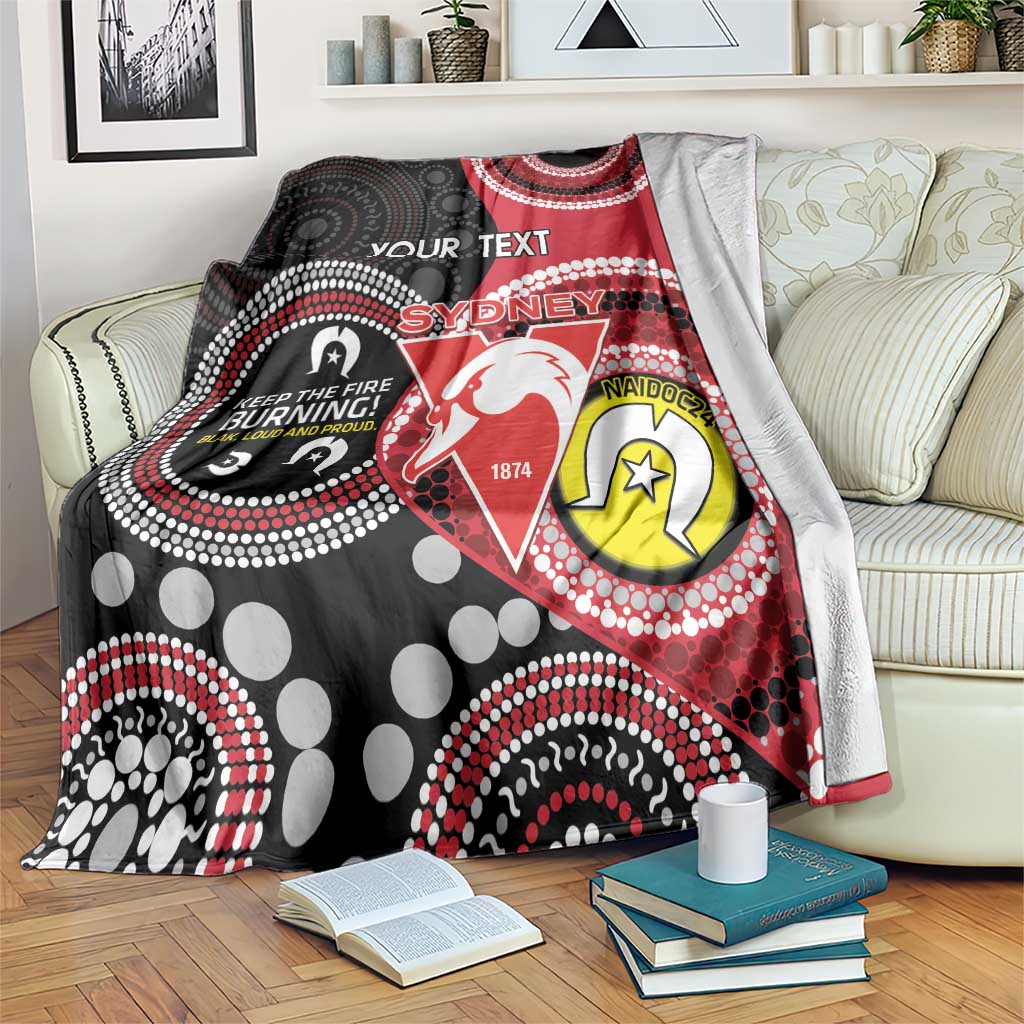 Custom AFL Swans NAIDOC Week Blanket Keep The Fire Burning Indigenous Art