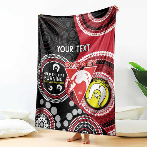 Custom AFL Swans NAIDOC Week Blanket Keep The Fire Burning Indigenous Art