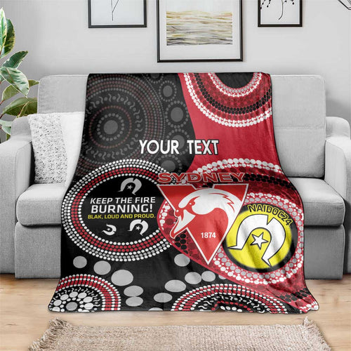 Custom AFL Swans NAIDOC Week Blanket Keep The Fire Burning Indigenous Art