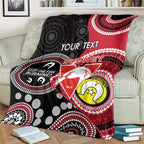 Custom AFL Swans NAIDOC Week Blanket Keep The Fire Burning Indigenous Art