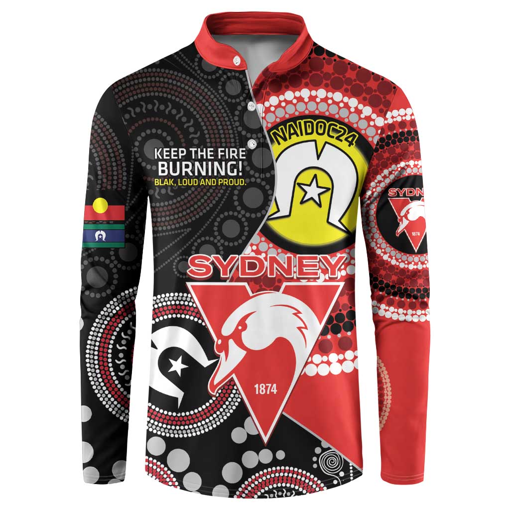 Custom AFL Swans NAIDOC Week Button Sweatshirt Keep The Fire Burning Indigenous Art