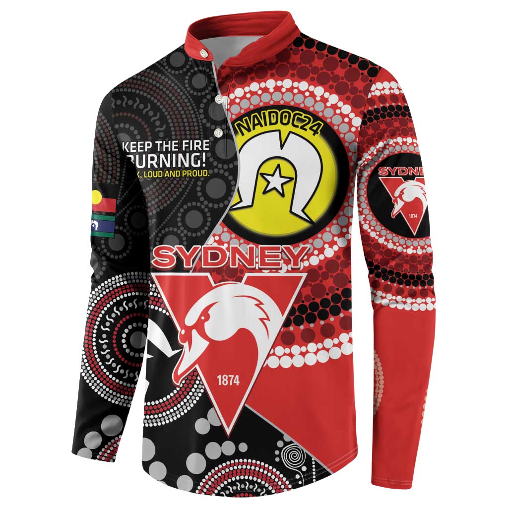Custom AFL Swans NAIDOC Week Button Sweatshirt Keep The Fire Burning Indigenous Art