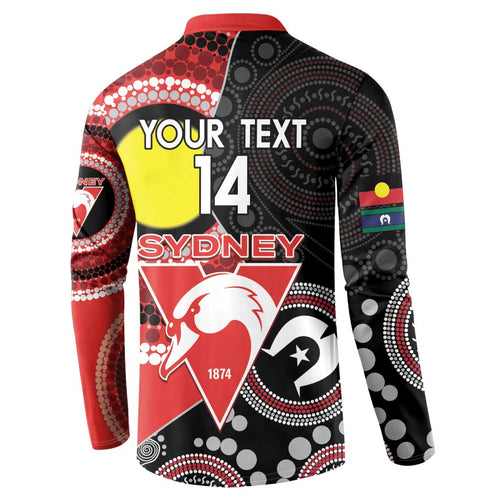 Custom AFL Swans NAIDOC Week Button Sweatshirt Keep The Fire Burning Indigenous Art