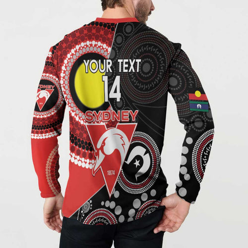 Custom AFL Swans NAIDOC Week Button Sweatshirt Keep The Fire Burning Indigenous Art