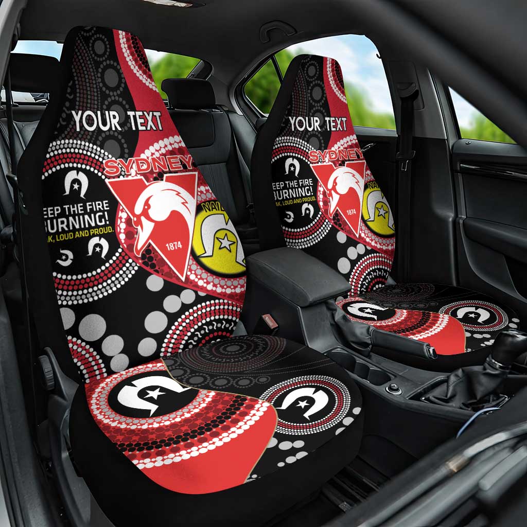 Custom AFL Swans NAIDOC Week Car Seat Cover Keep The Fire Burning Indigenous Art