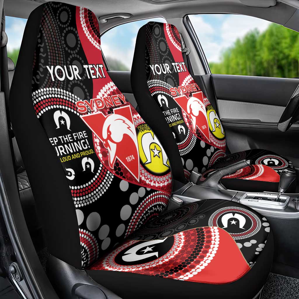 Custom AFL Swans NAIDOC Week Car Seat Cover Keep The Fire Burning Indigenous Art