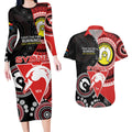 Custom AFL Swans NAIDOC Week Couples Matching Long Sleeve Bodycon Dress and Hawaiian Shirt Keep The Fire Burning Indigenous Art