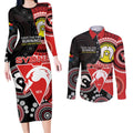 Custom AFL Swans NAIDOC Week Couples Matching Long Sleeve Bodycon Dress and Long Sleeve Button Shirt Keep The Fire Burning Indigenous Art
