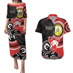 Custom AFL Swans NAIDOC Week Couples Matching Puletasi and Hawaiian Shirt Keep The Fire Burning Indigenous Art
